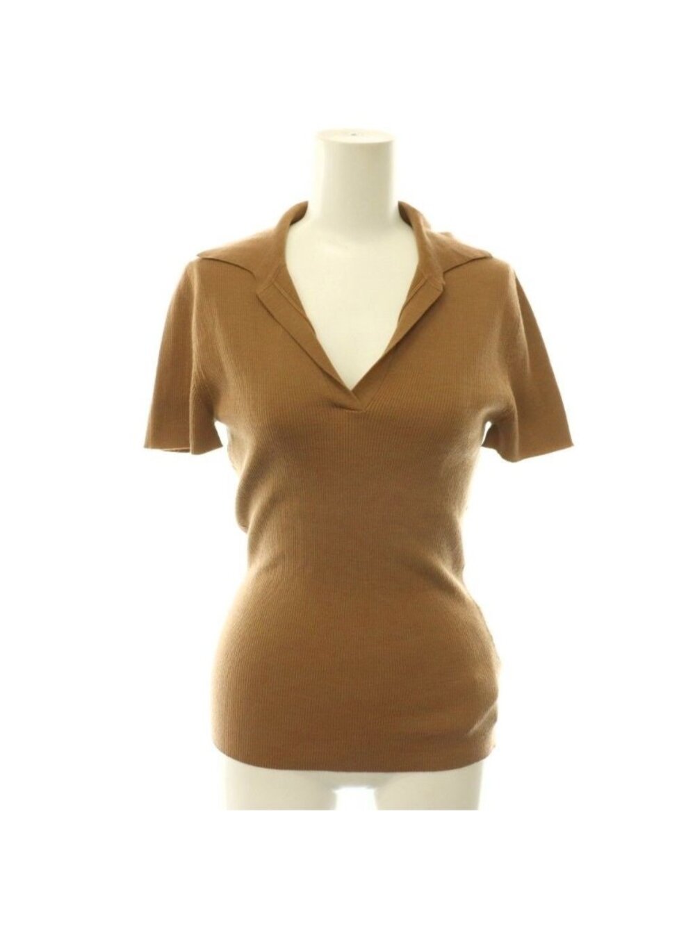 Max Mara Albero Homecotton Knit Top Short Sleeve Brown Sweater